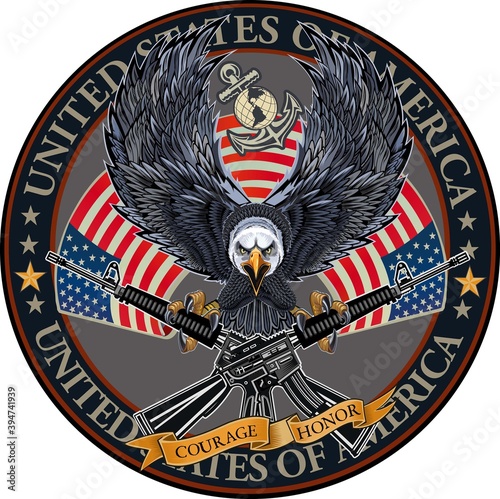 American eagle with USA flags