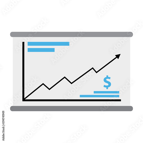 Isolated increased report in white background financial icon- Vector