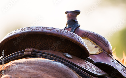 close up of a cowboy saddle