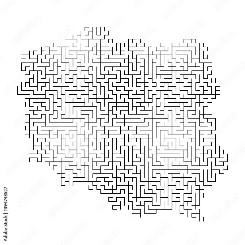 Poland map from black pattern of the maze grid. Vector illustration.