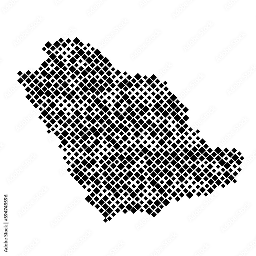 Saudi Arabia map from pattern of black rhombuses of different sizes. Vector illustration.