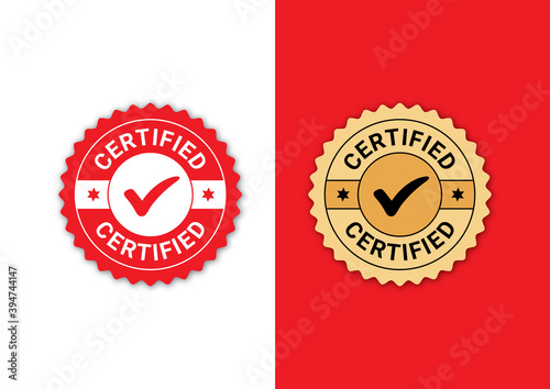 Certified stamp in rubber style, red round grunge Certified sign, rubber stamp on white, vector illustration	