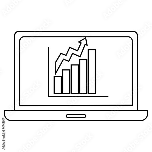 Isolated increased report draw in white background financial icon- Vector