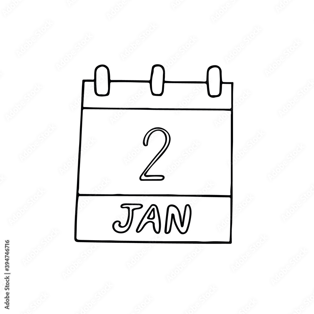 calendar hand drawn in doodle style. January 2. Science Fiction Day, date. icon, sticker, element, design. planning, business holiday calendar hand drawn in doodle style. January 2. Science Fiction Day, date. icon, sticker, element, design. planning, business holiday