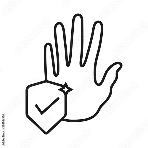 Hand protection line art icon for apps and websites.