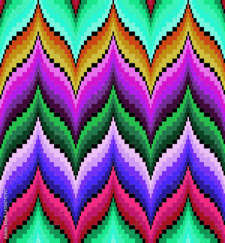 Fotomurale Bargello seamless vector pattern multi colored, traditional italian embroidery,
