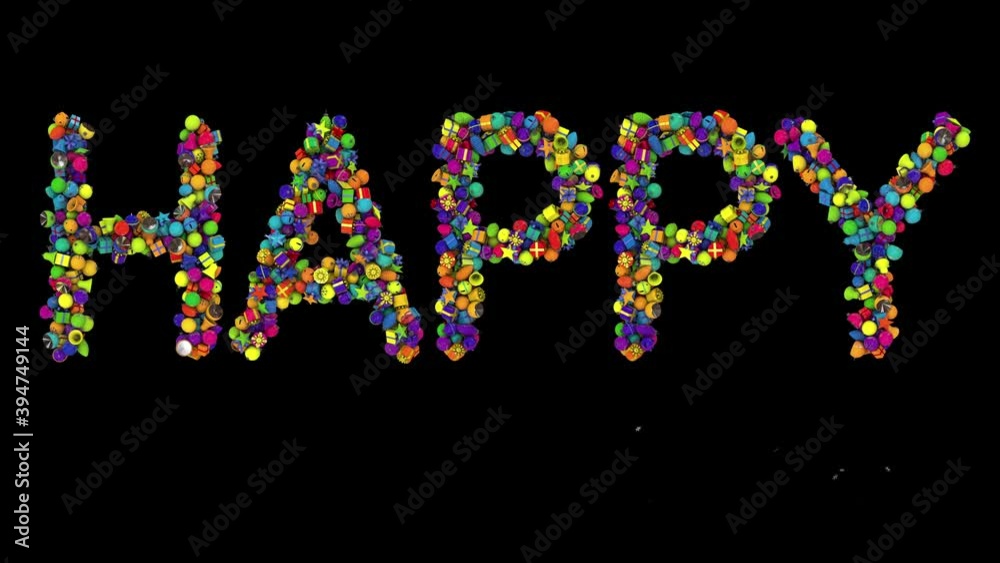 Dynamic Christmas Ornament text with alpha the word happy