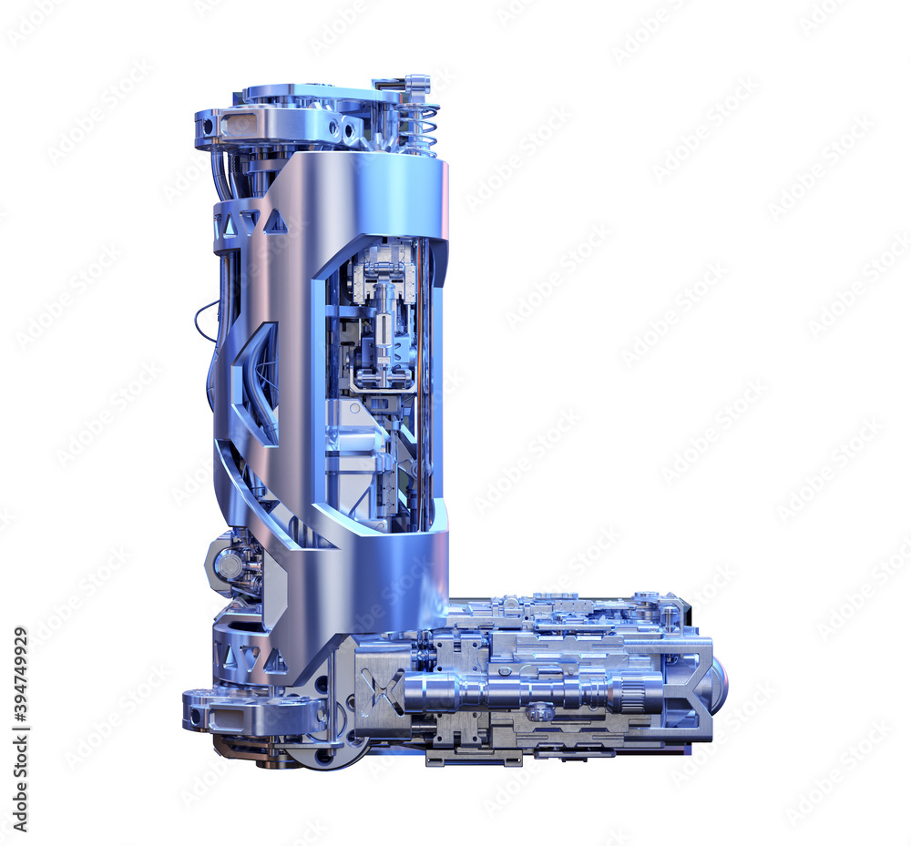 Letter L 3D logo. Cyber technology alphabet font, modern digital ...