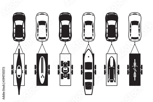 Sport utility vehicles with trailers - vector illustration