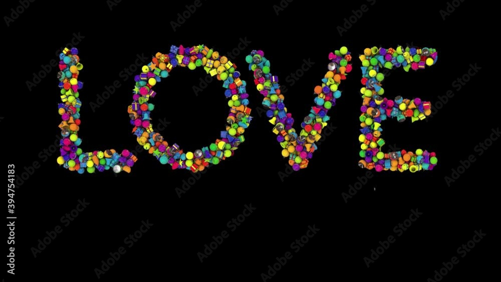 Dynamic Christmas Ornament text with alpha the word Love