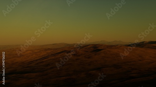 science fiction illustration, alien planet landscape with strange rock formations, fictional space scene, rocky hills and mountains