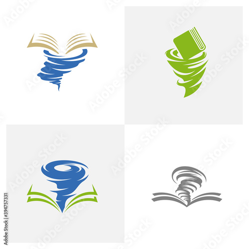 Set of Book Tornado logo vector template, Creative Twister logo design concepts, icon symbol, Illustration