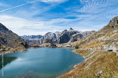The lake and pass of the Great St. Bernard Pass in Canton of Valais, Switzerland