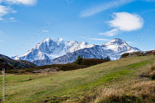 View of Swiss Alps mountain of Valais, Wallis near Rothwald in Switzerland