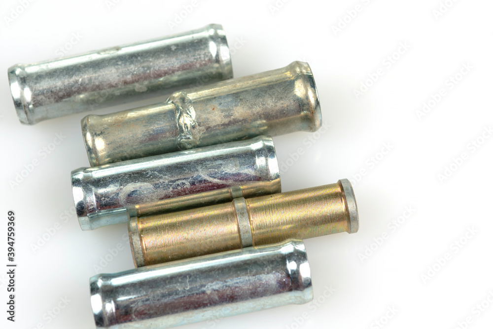 short size metal tubes on white background short size metal tubes on white background