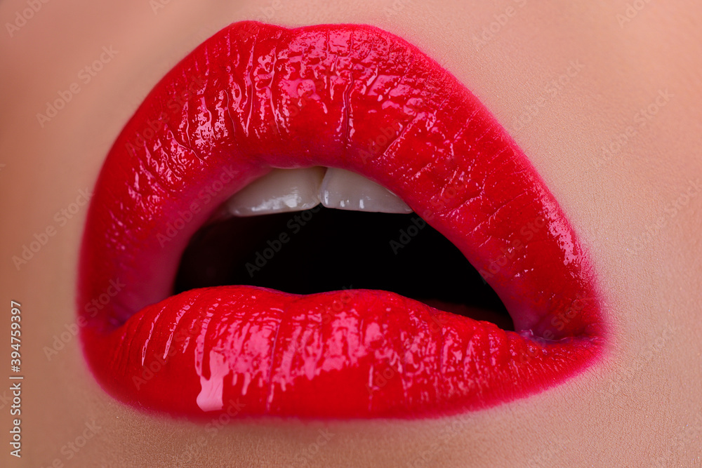 Sexy woman lip, Open female sensual mouth. Lips with red lipstick. Sexy woman lip, Open female sensual mouth. Lips with red lipstick.