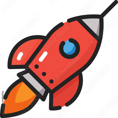 Rocket Spaceship Filled Outline Icon