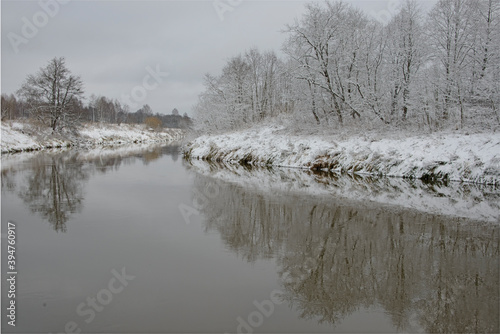 Wallpaper Mural the Russian landscape - the river and the wood in the fall Torontodigital.ca