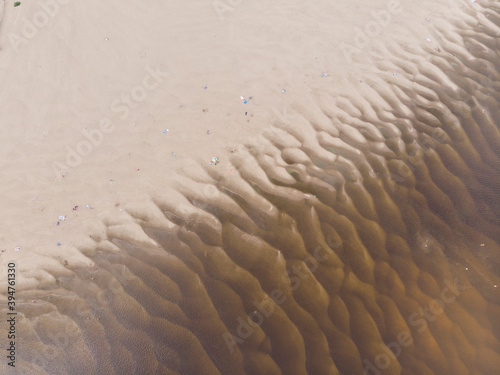 Sandy relief bank on the Northern Dvina River. Russia  Arkhangelsk region  Kholmogory