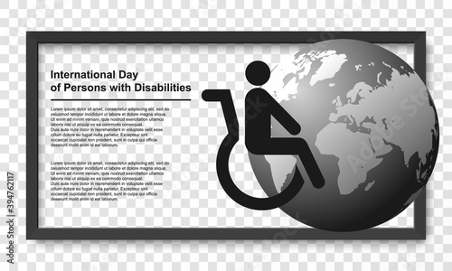 Social protection and human rights of persons with disabilities concept black and white vector icon. International day of persons with disabilities.