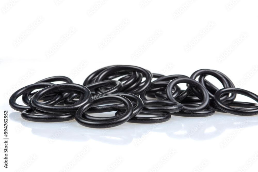 several sealing rings of different sizes in black close-up several sealing rings of different sizes in black close-up