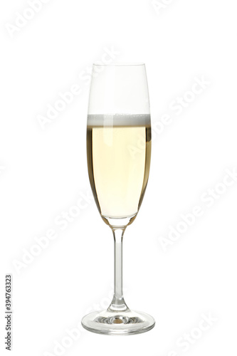 Glass of champagne drink isolated on white background
