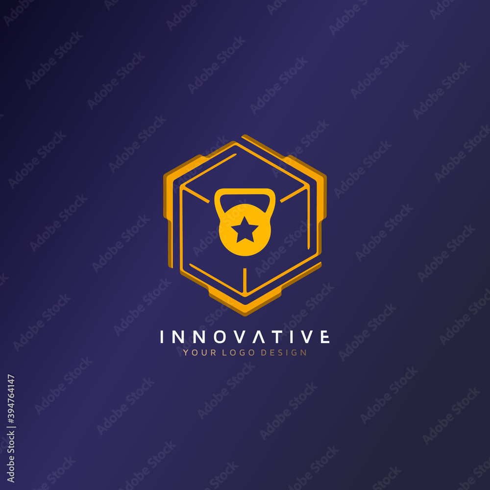 Security image design, dumbbell icon with a star, symbol vector illustration design template