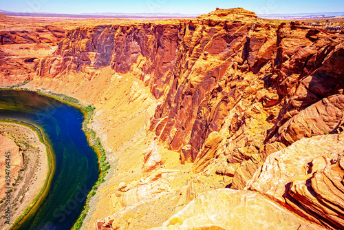 Red rock canyon road panoramic view. Arizona Horseshoe Bend of Colorado River in Grand Canyon.
