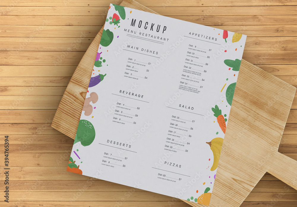 Mock Menu.pdf Food Menu Mockup Stock Template | Adobe Stock