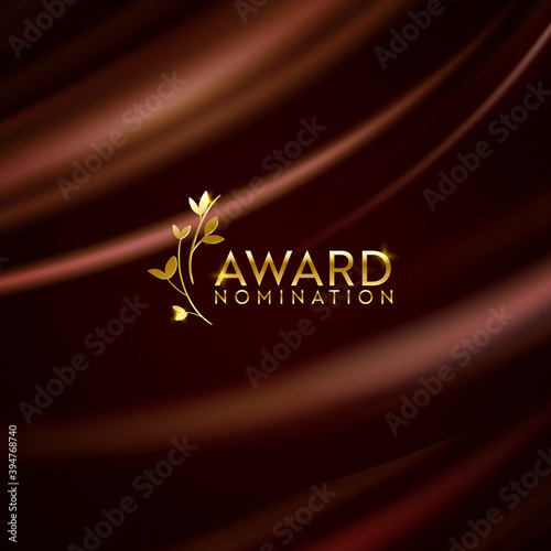 Golden winner laurel wreath glitter banner. Award nomination design background