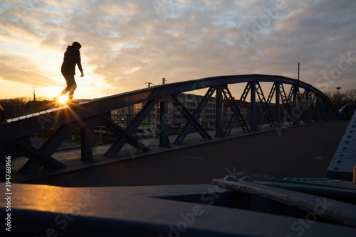 Blaue Brücke Freiburg Sonnenuntergang