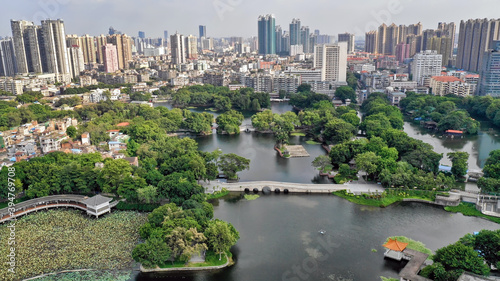 top view on the Liwan Lake park in Guangzhou  China