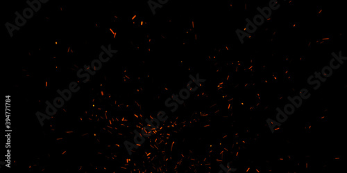 Fire Embers Stock Image In Black Background photo