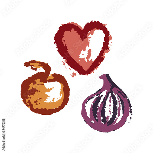 Hand drawing abstract elements of the autumn season. Warm colors and stylish compositions. Autumn mood, cozy autumn and minimal design. Vector illustration.