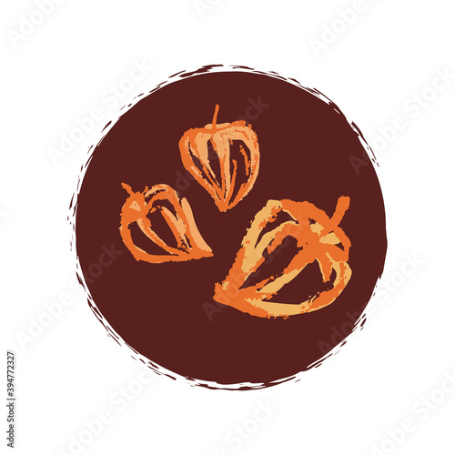 Hand drawing abstract elements of the autumn season. Warm colors and stylish compositions. Autumn mood, cozy autumn and minimal design. Vector illustration.