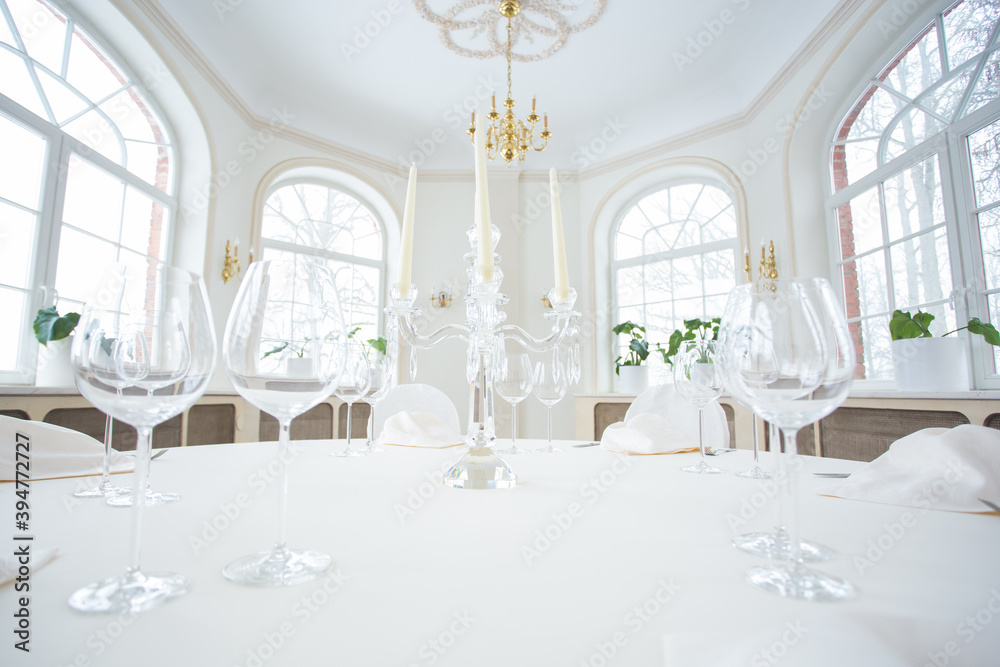 interior of a luxury restaurant - table setting interior of a luxury restaurant - table setting