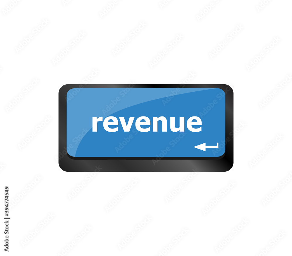 word Revenue written on a enter key from the keyboard word Revenue written on a enter key from the keyboard