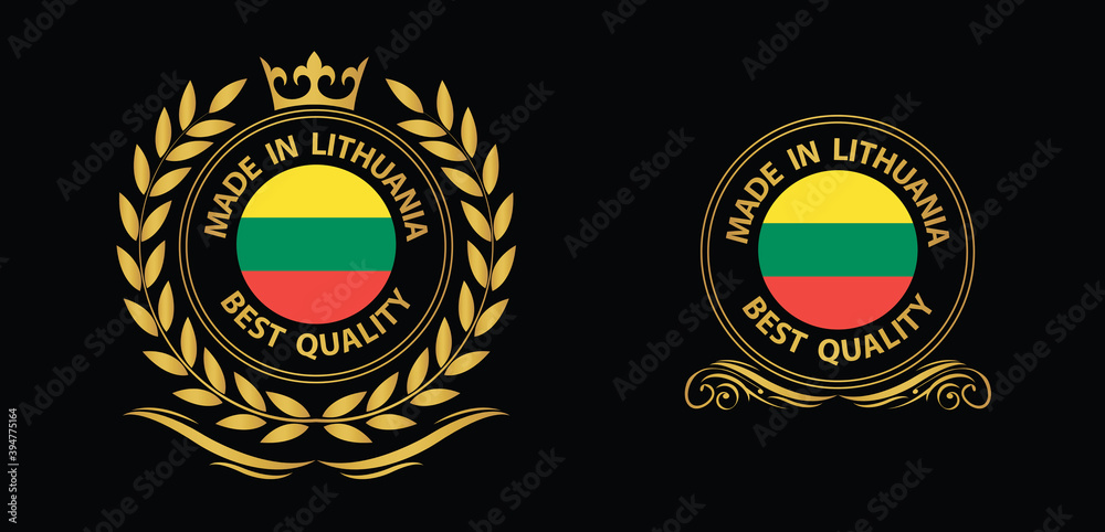 made in Lithuania vector stamp. bagge with Lithuania flag	
