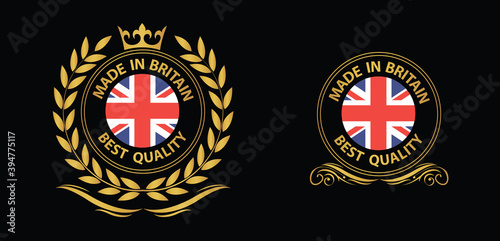 made in Great Britain vector stamp. bagge with Great Britain flag	
