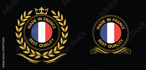 made in France vector stamp. badge with France flag 