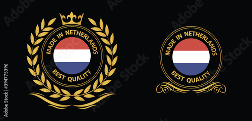 made in Netherlands   vector stamp. bagge with Netherlands   flag