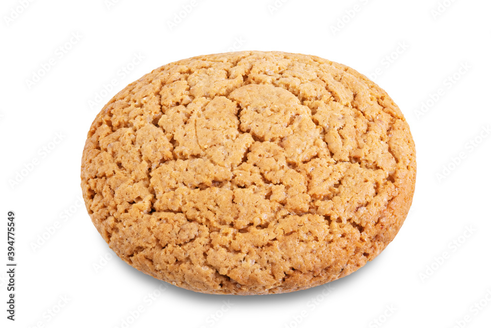 Fresh sweet healthy oatmeal cookies on a white isolated background