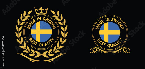 made in Sweden vector stamp. badge with Sweden flag	
