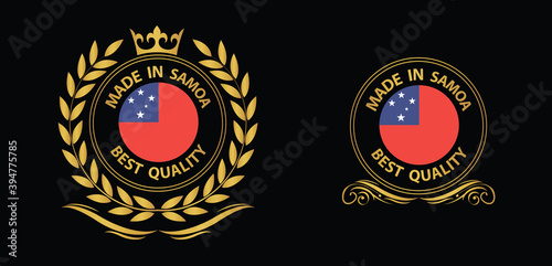made in Samoa   vector stamp. badge with Samoa   flag