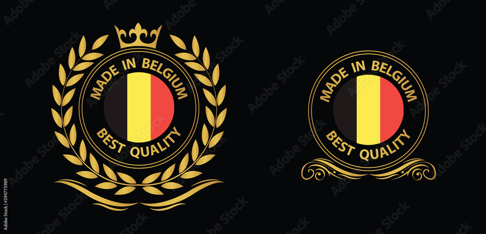 made in Belgian vector stamp. badge with Belgian flag	
