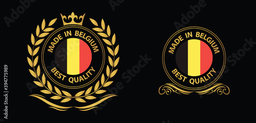 made in Belgian vector stamp. badge with Belgian flag	
