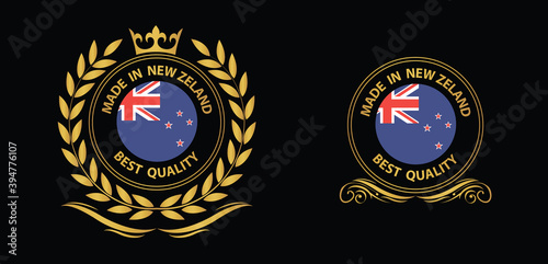 made in New Zealand vector stamp. badge with New Zealand flag
