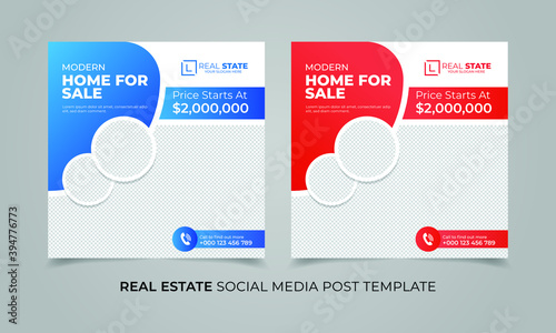 Real Estate Business Social Media Banner Template With Two Color Variation photo