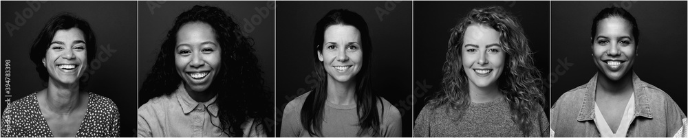 Black and white portraits of different women Black and white portraits of different women