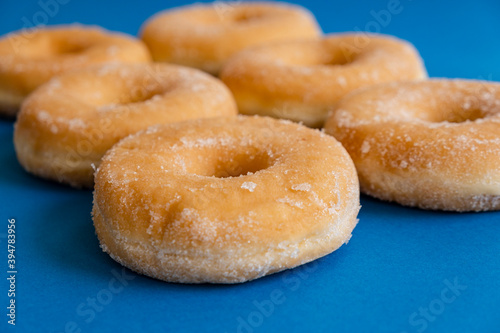 doughnuts on blue background